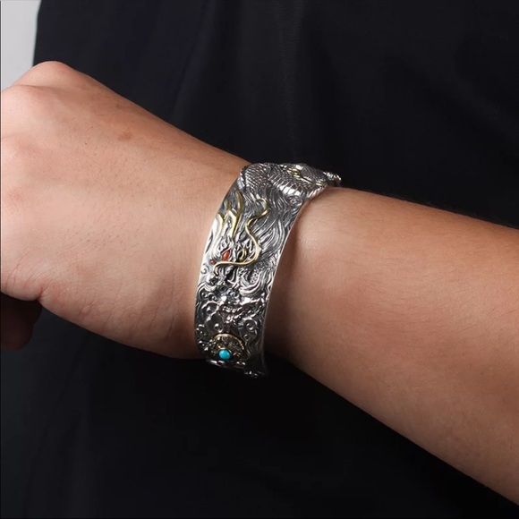 Other - New stainless steel mens silver bramble cuff